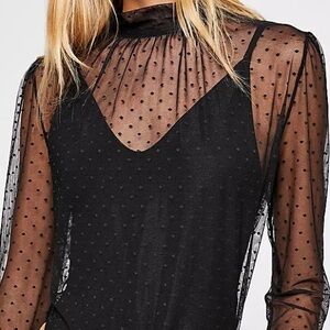 NWT Free People Twice The Fun Black Bodysuit